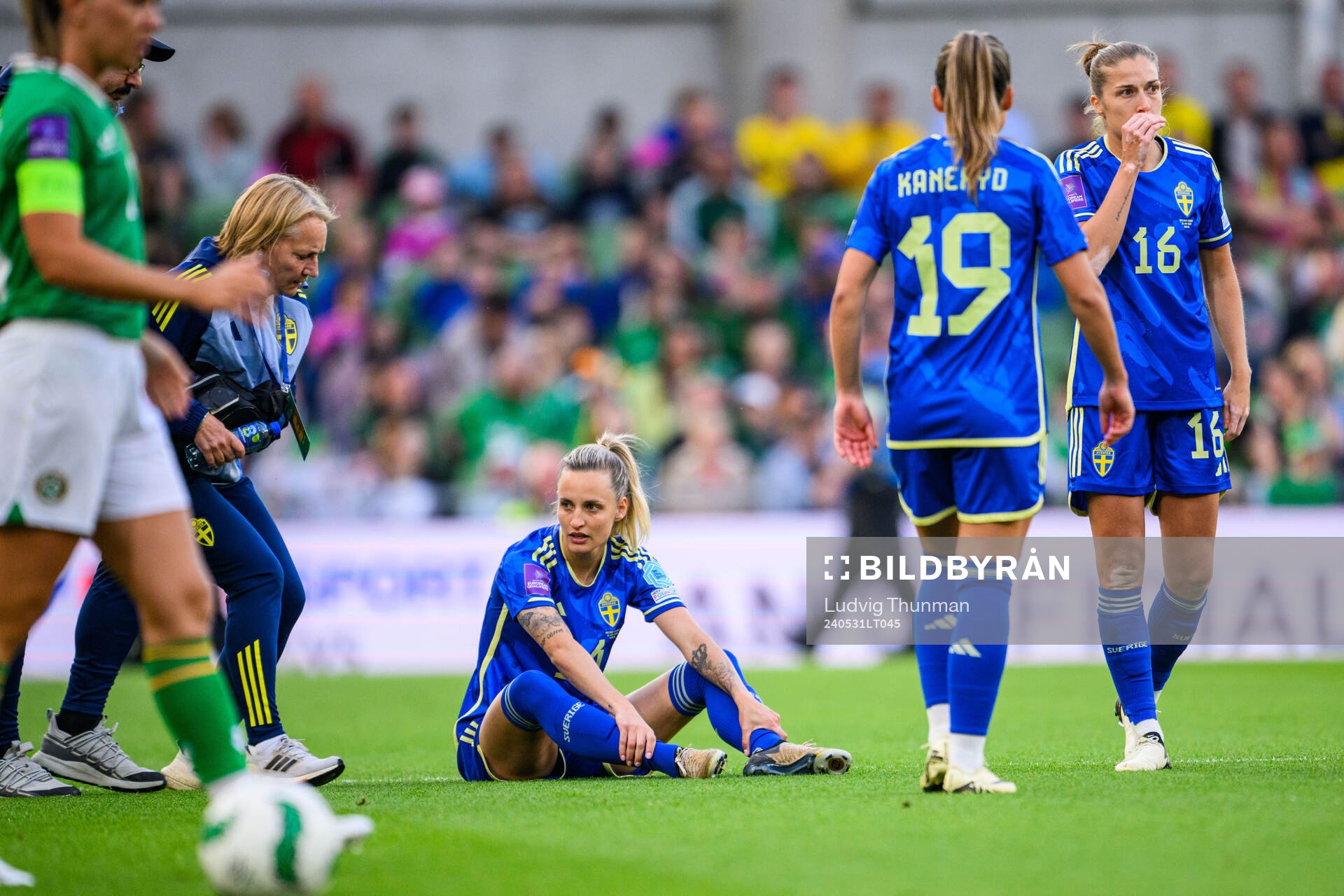 Nathalie Björn of Sweden in pain