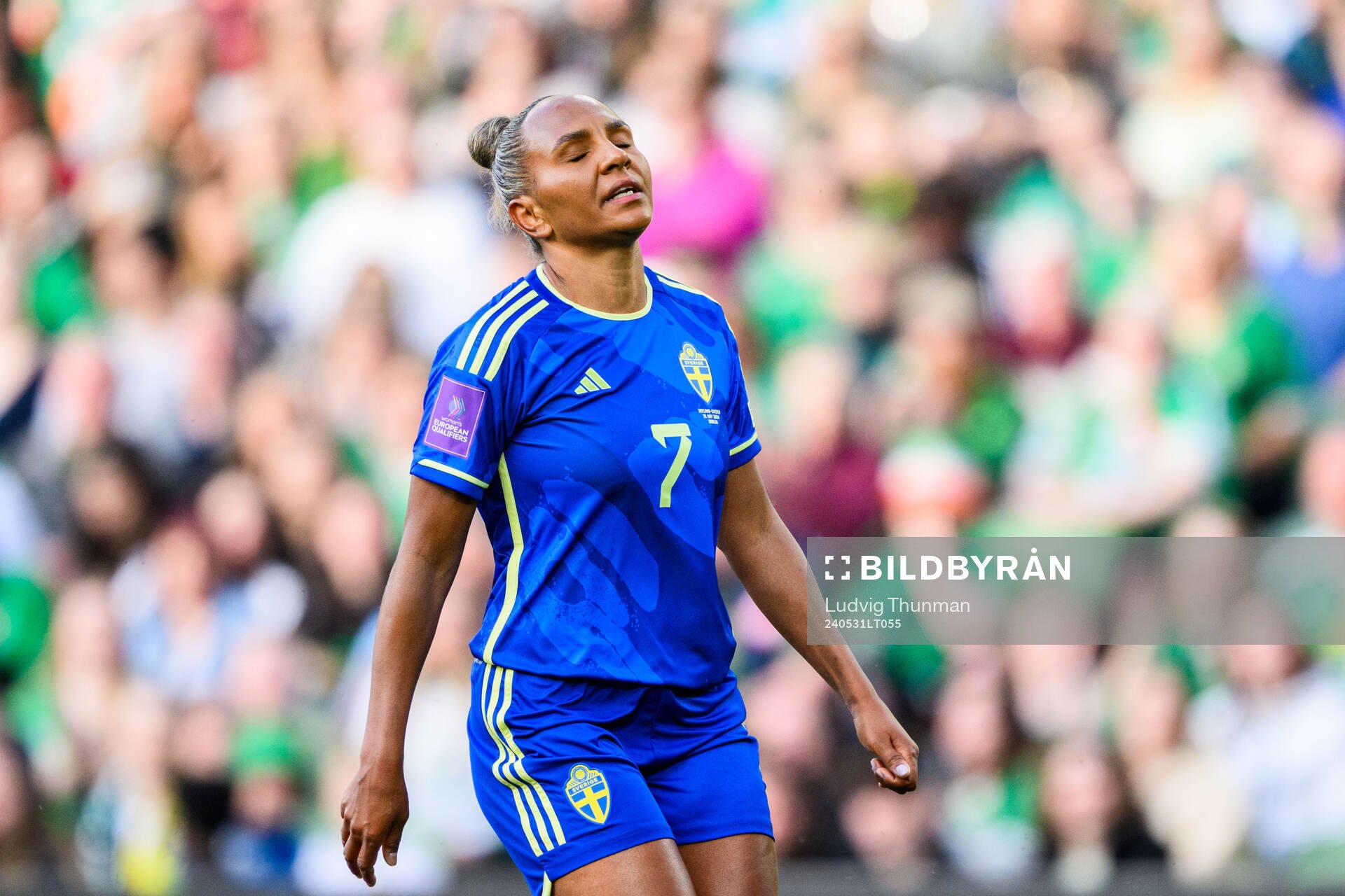 Madelen Janogy of Sweden looks dejected