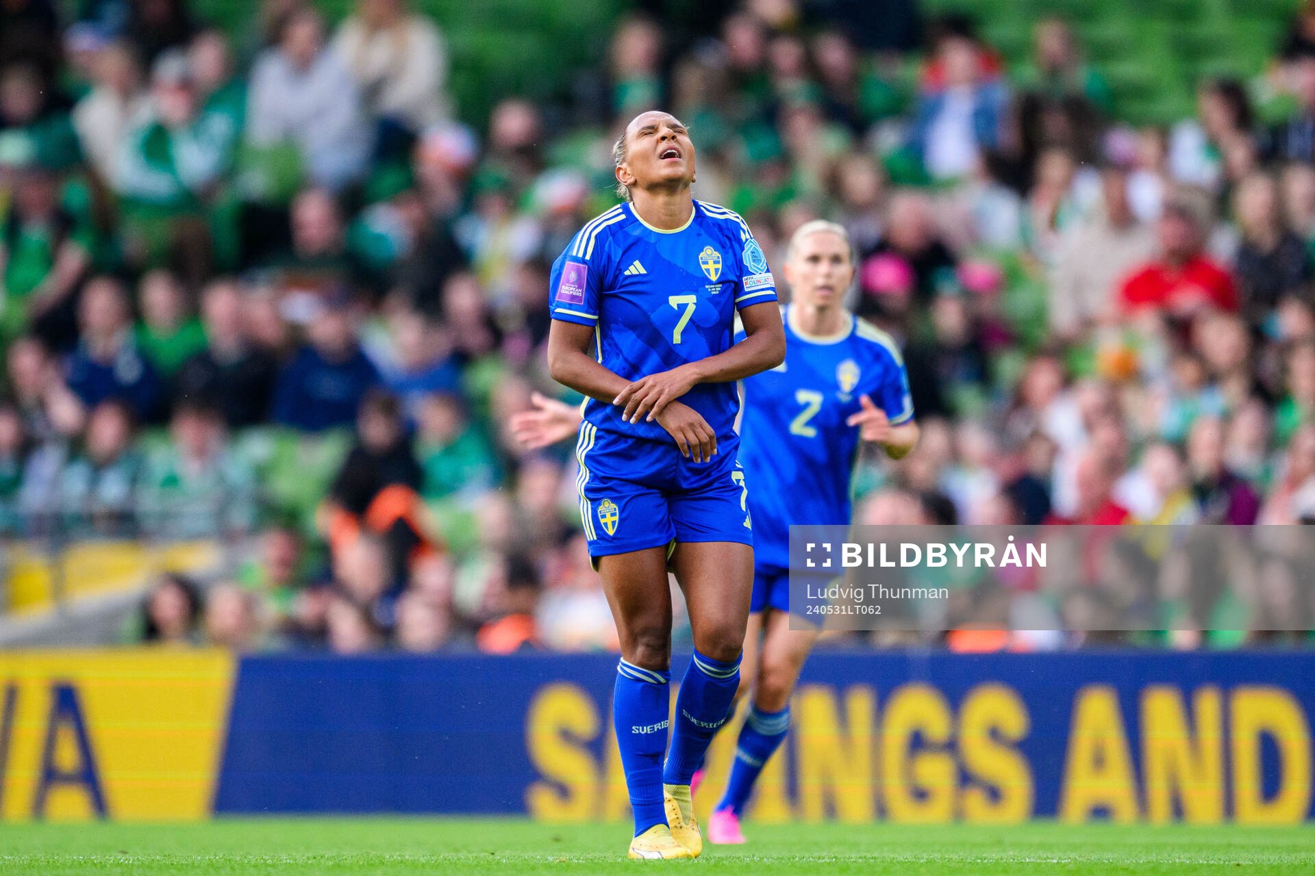 Madelen Janogy of Sweden looks dejected