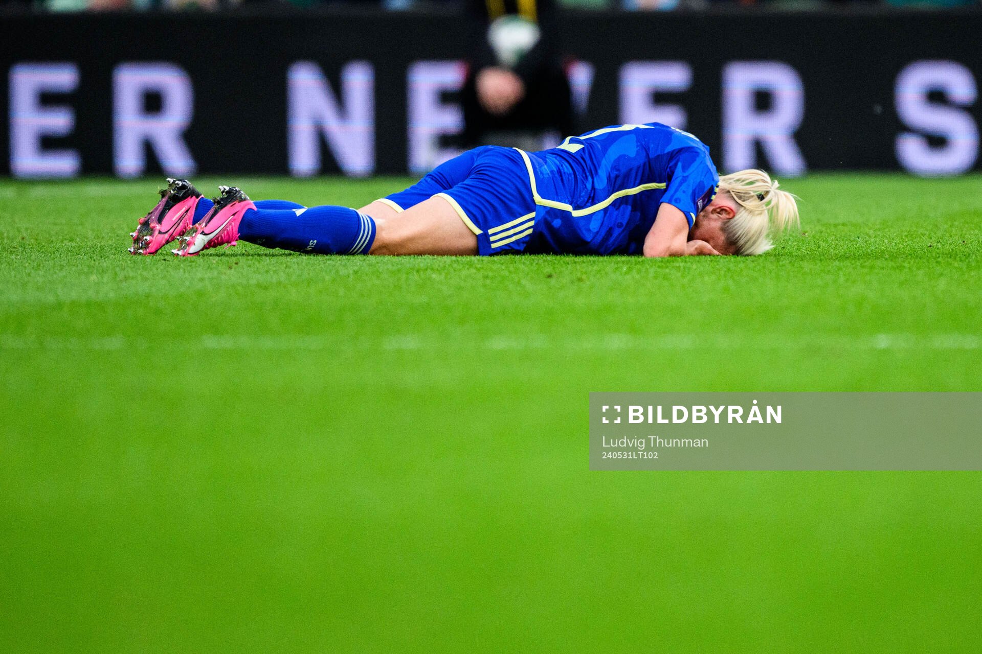 Jonna Andersson of Sweden in pain