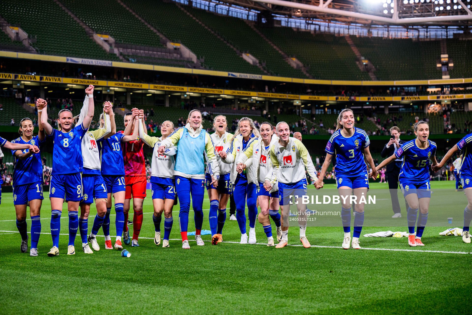 Players of Sweden celebrate