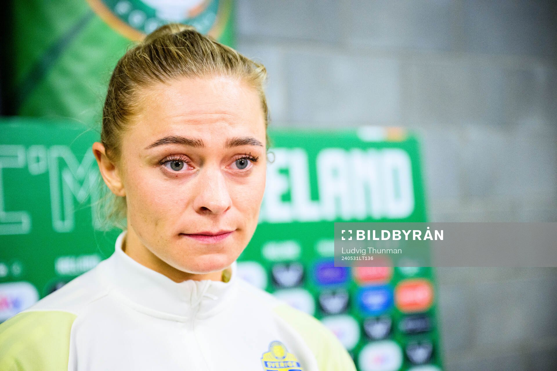 Fridolina Rolfö of Sweden is interviewed by the media