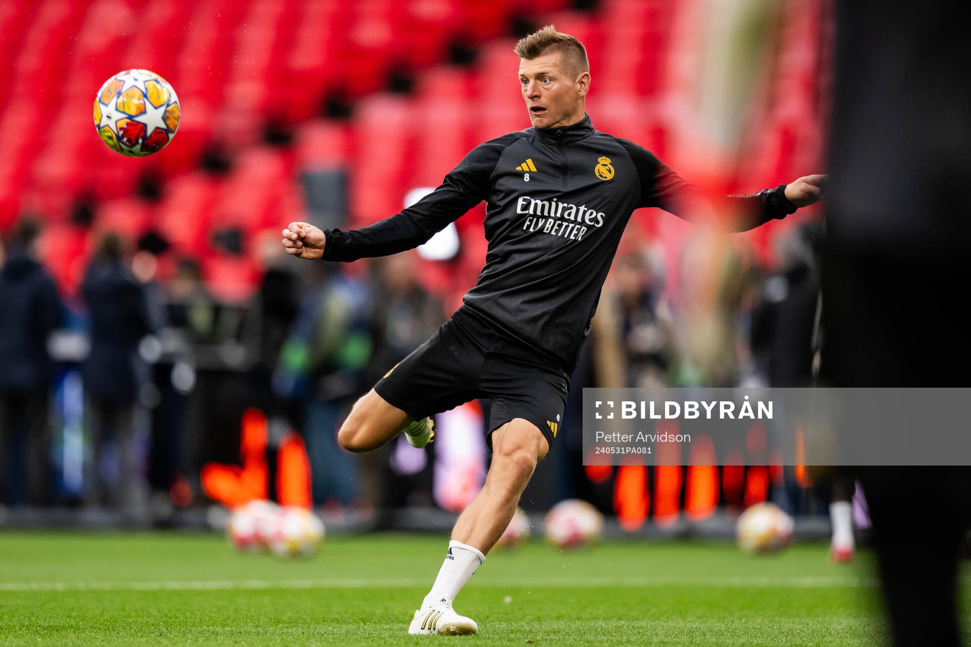 Toni Kroos of Real Madrid during a training session ahead of the UEFA Champions League final on May 31, 2024 in London.