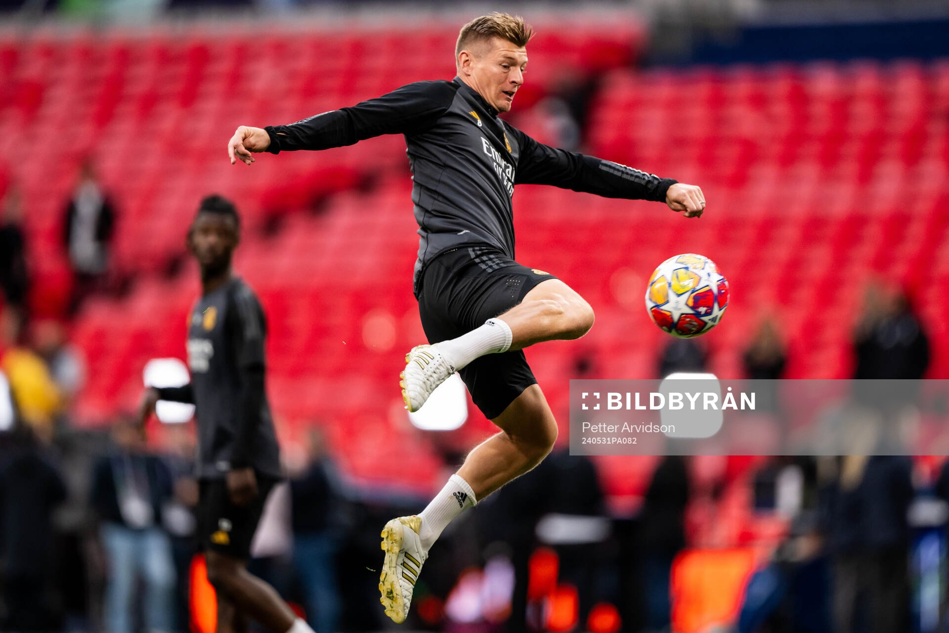 Toni Kroos of Real Madrid during a training session ahead of the UEFA Champions League final on May 31, 2024 in London.
