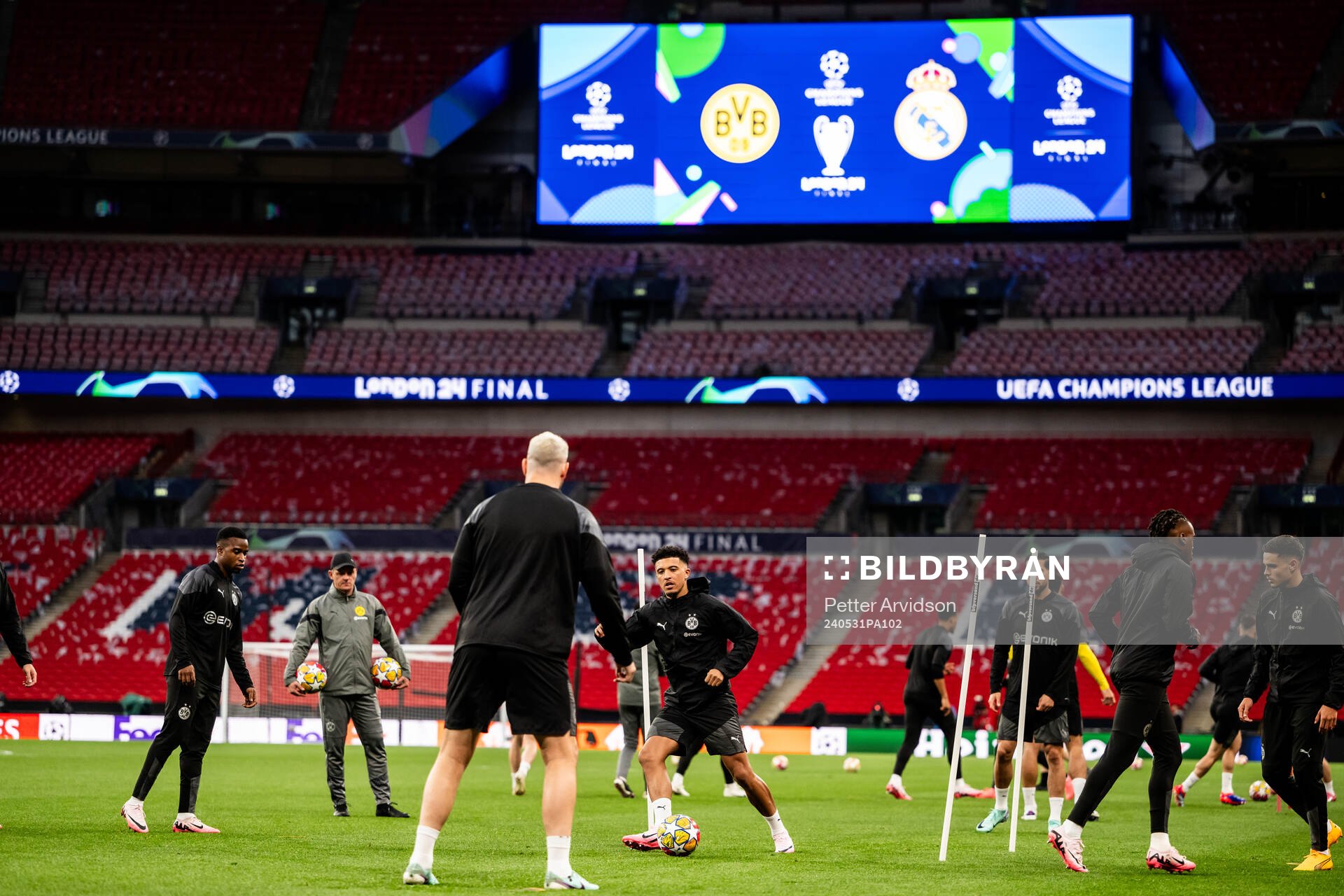Jadon Sancho of Dortmund during a training session ahead of the UEFA Champions League final on May 31, 2024 in London. 