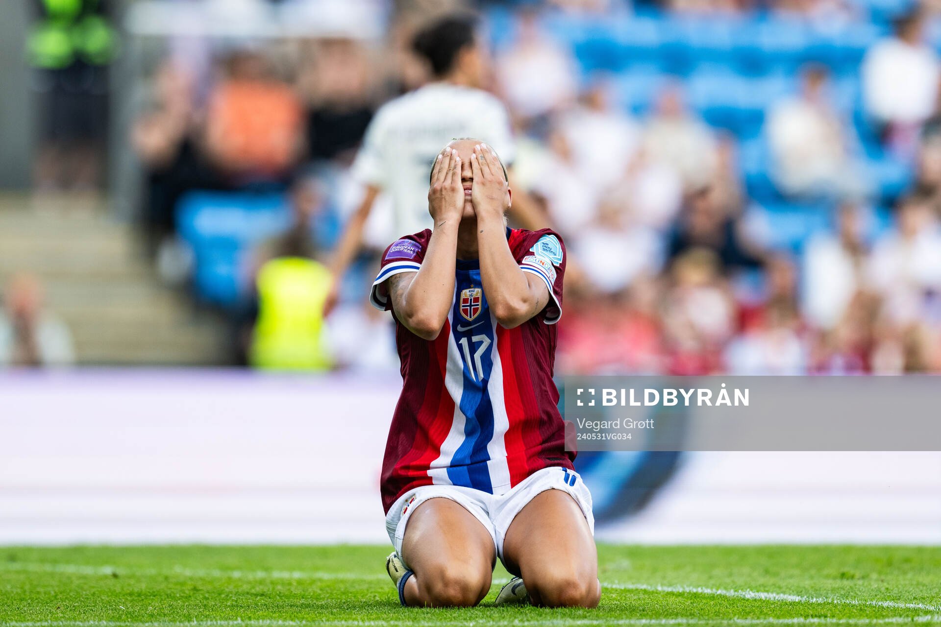 Celin Bizet Ildhusøy of Norway looks dejected