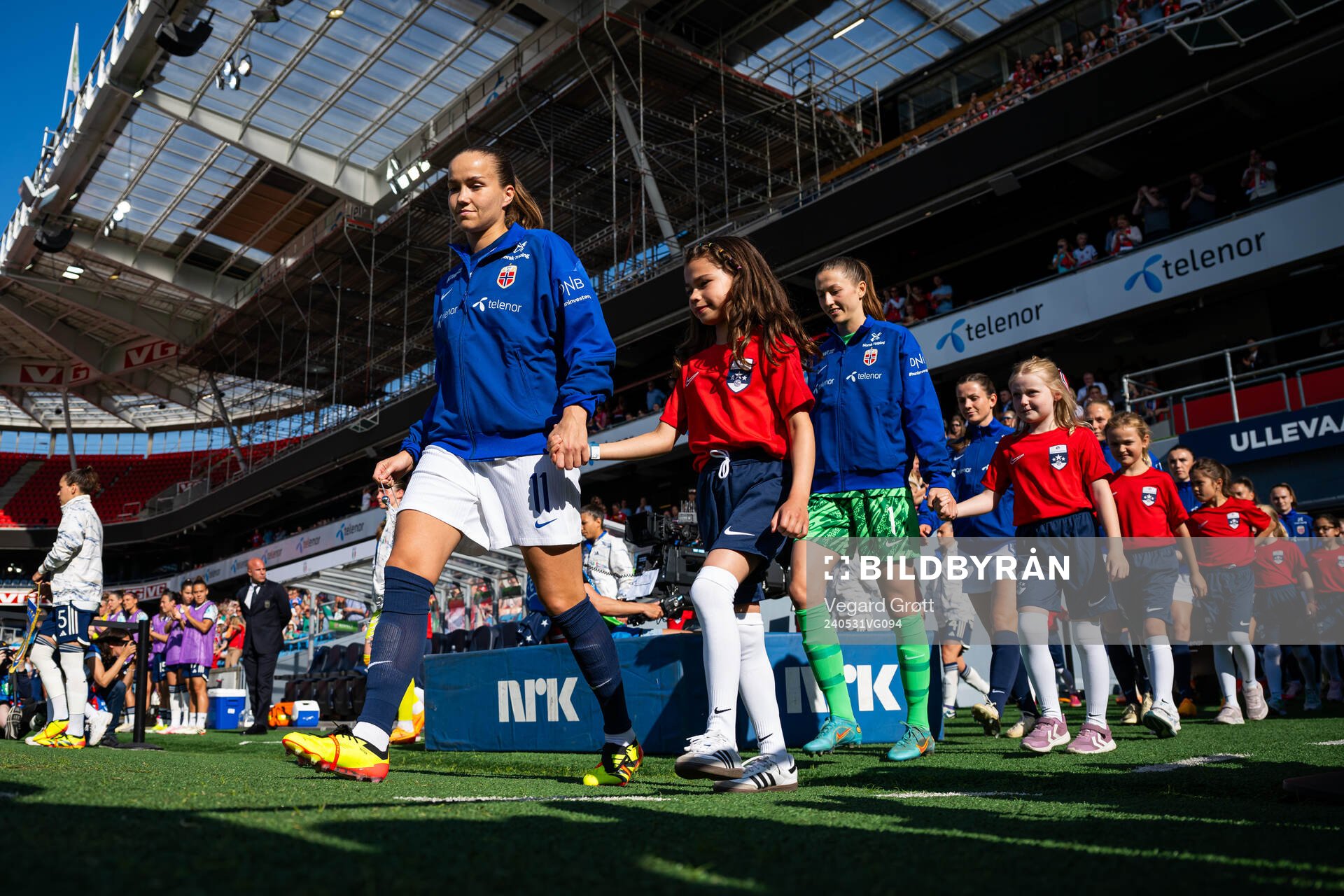 Guro Reiten of Norway enters the pitch