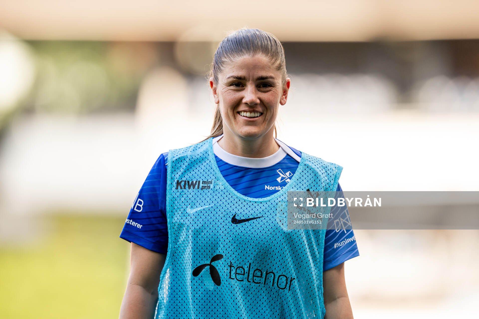 Maren Mjelde of Norway warms up
