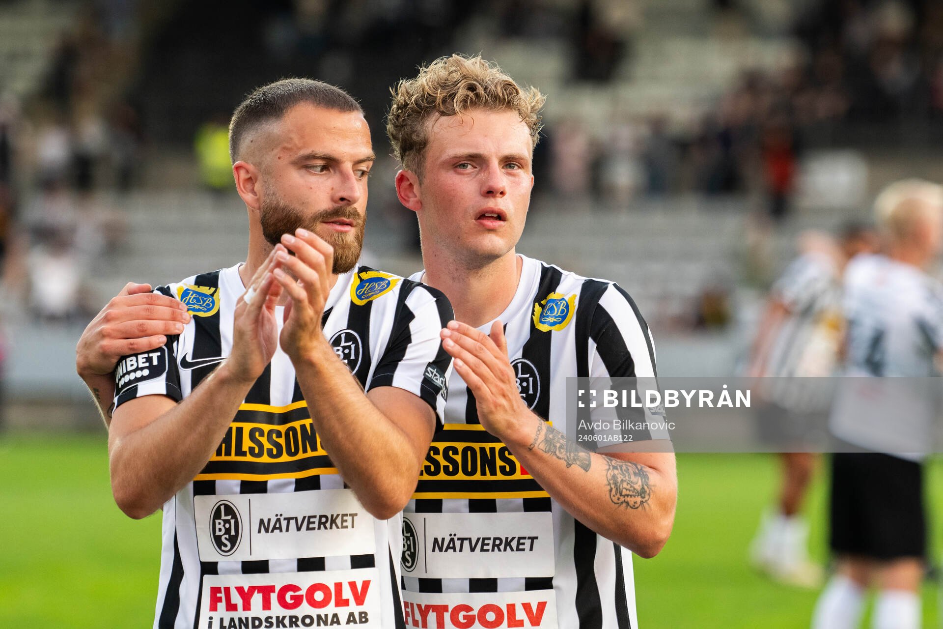 Landskronas Filip Sachpekidis och Frederik Ihler jublar