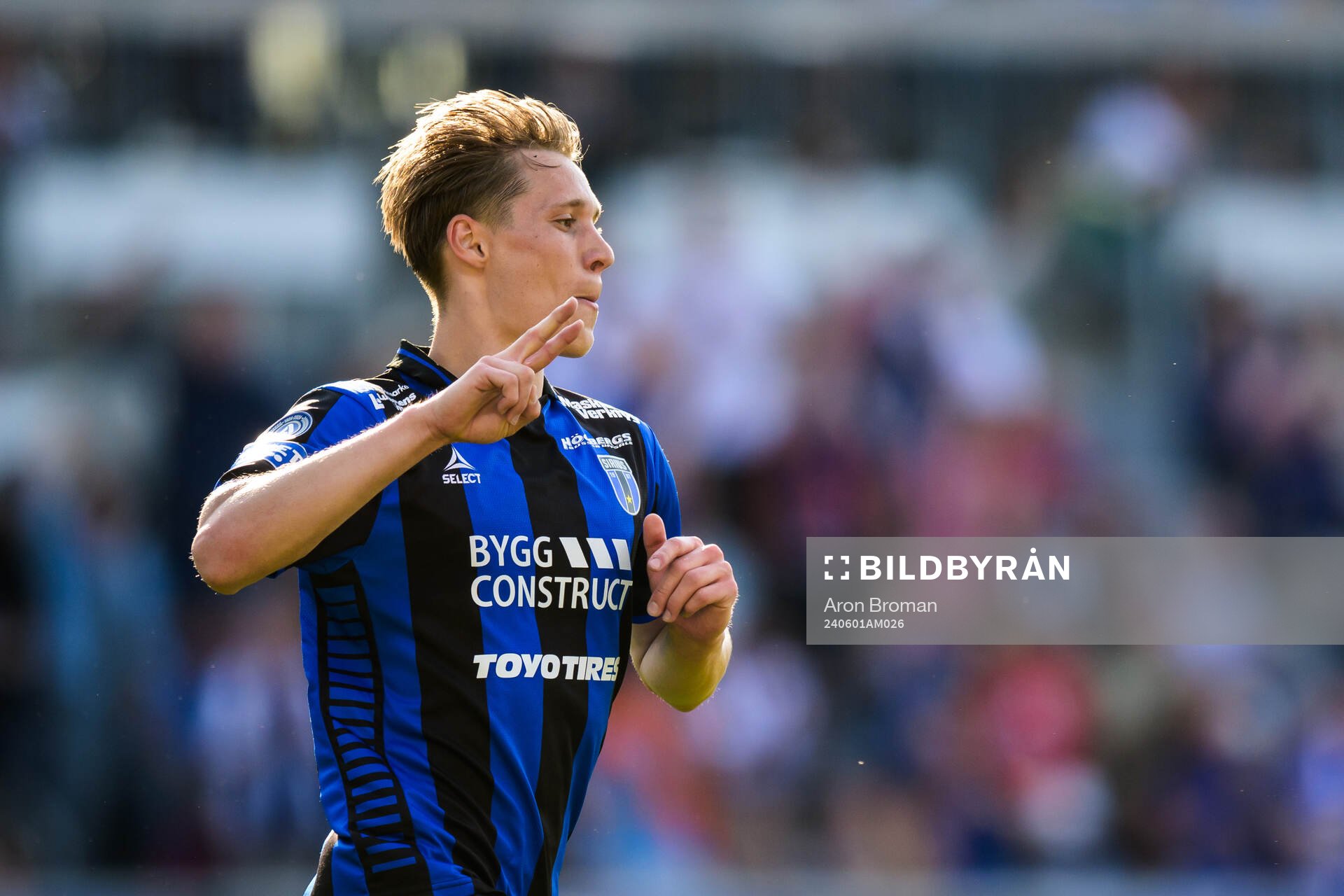 Sirius Marcus Lindberg jublar efter 3-0 under fotbollsmatchen i Allsvenskan mellan Sirius och IFK Norrköping den 1 juni 2024 i Uppsala. 