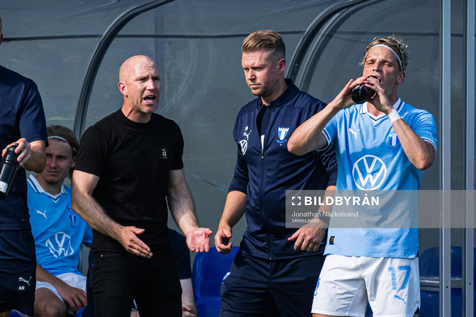Malmö FFs tränare Henrik Rydström och Jens Stryger Larsen