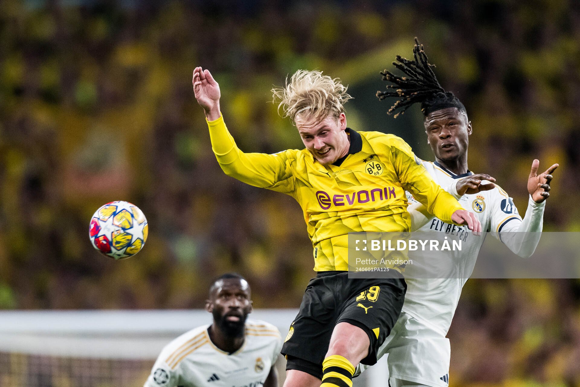 Julian Brandt of Dortmund and Eduardo Camavinga of Real