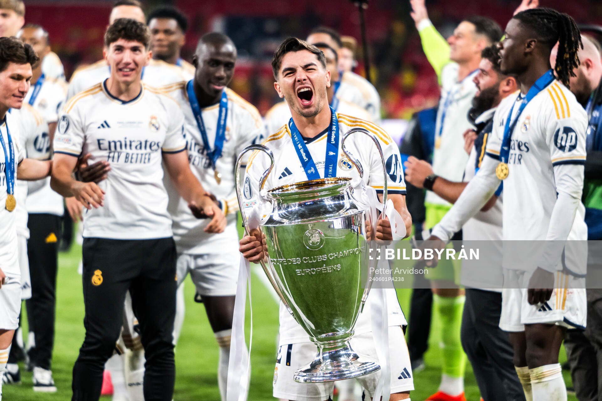 Brahim Diaz of Real Madrid celebrates
