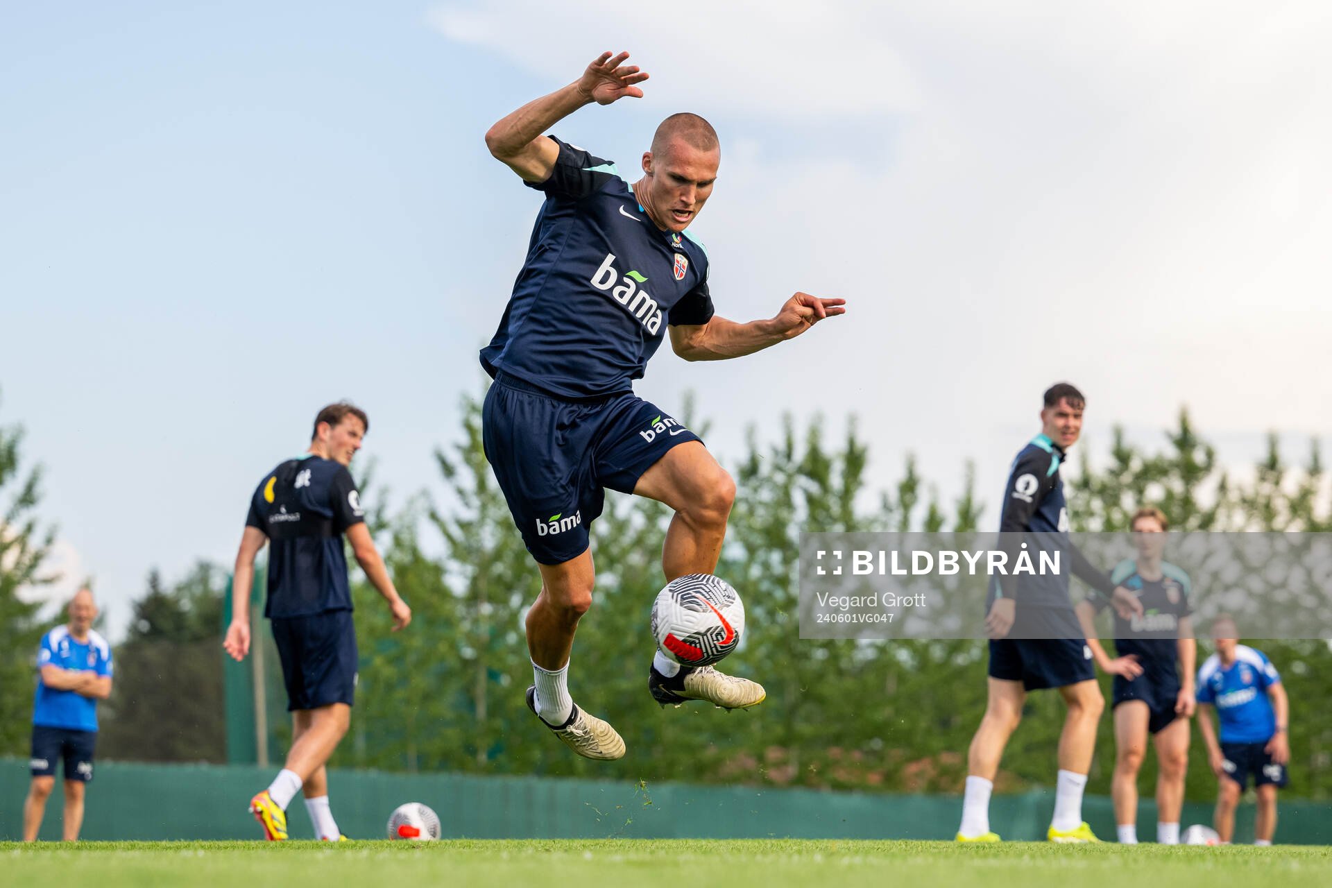 Leo Skiri Østigård of the Norwegian national football team during a training session on June 1, 2024 in Lillestrøm.