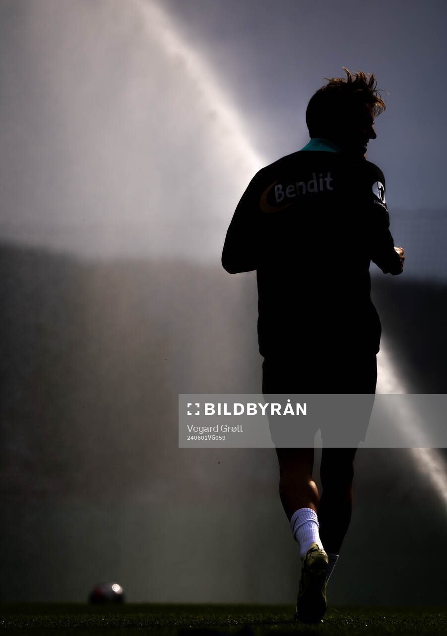 The silhouette of Martin Ødegaard of the Norwegian