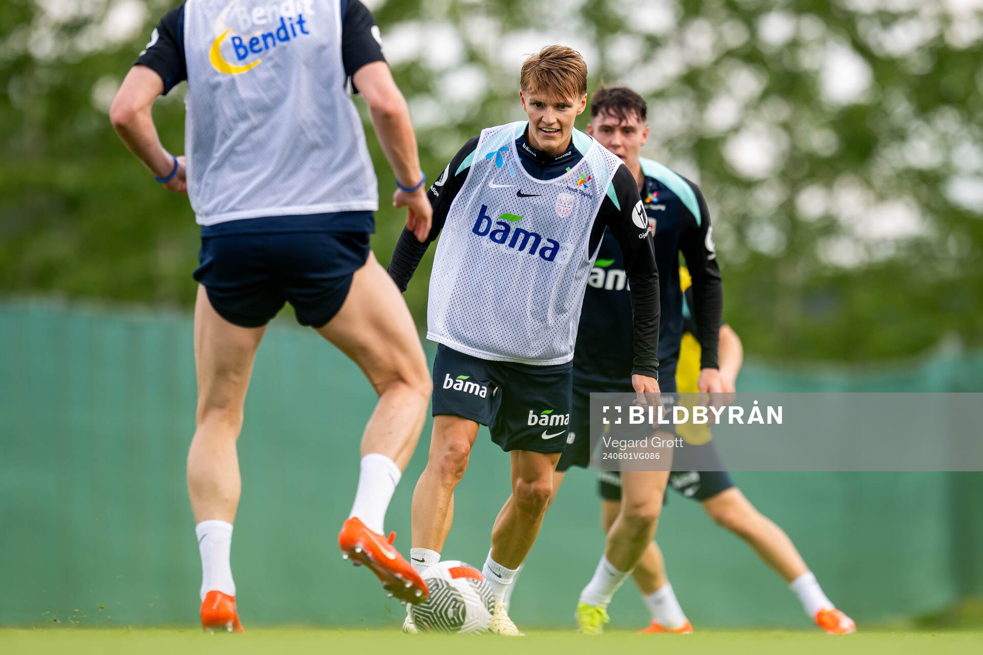 Martin Ødegaard of the Norwegian national football team during a training session on June 1, 2024 in Lillestrøm.