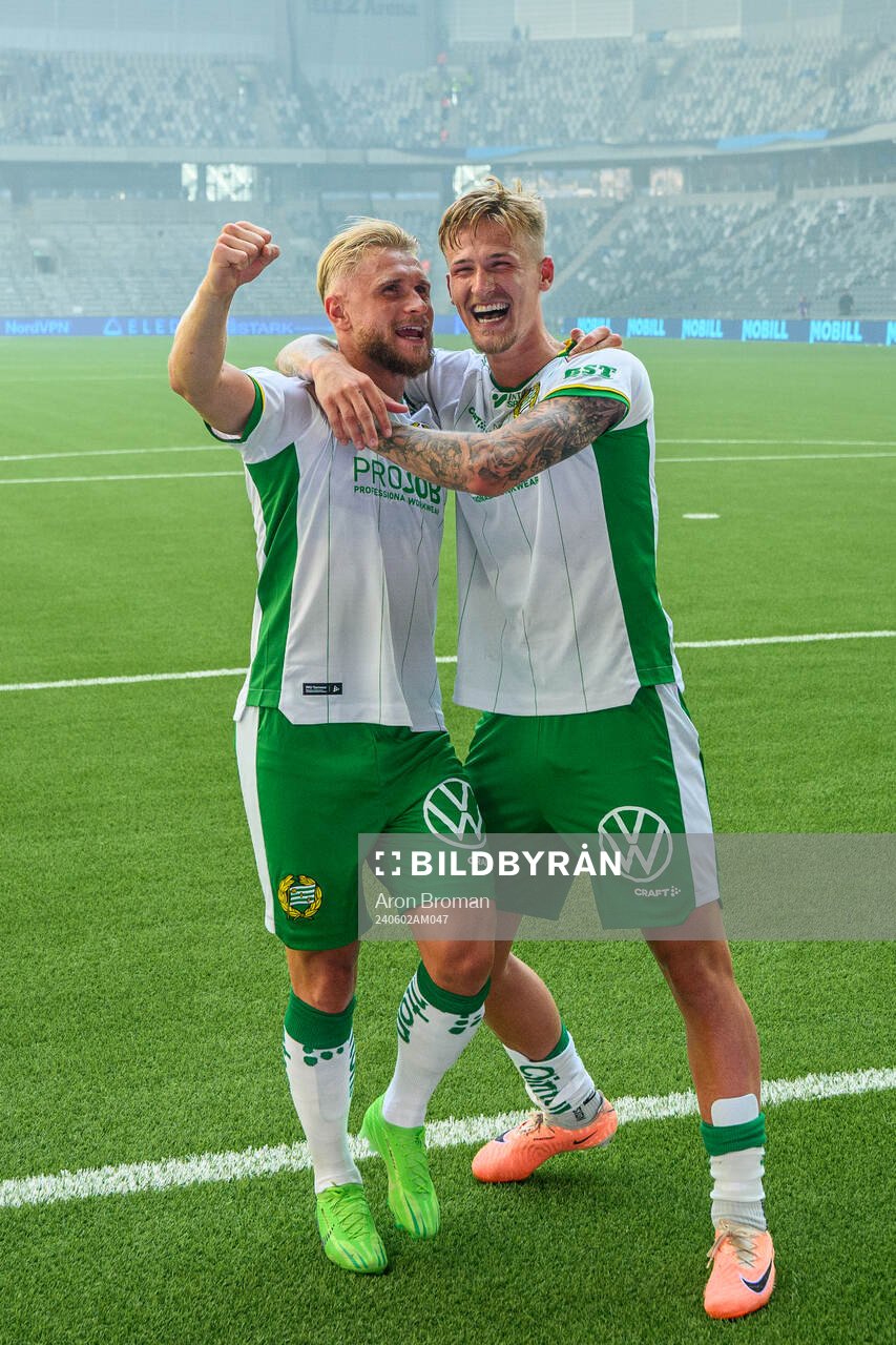 Hammarbys Simon Strand och Fredrik Hammar jublar