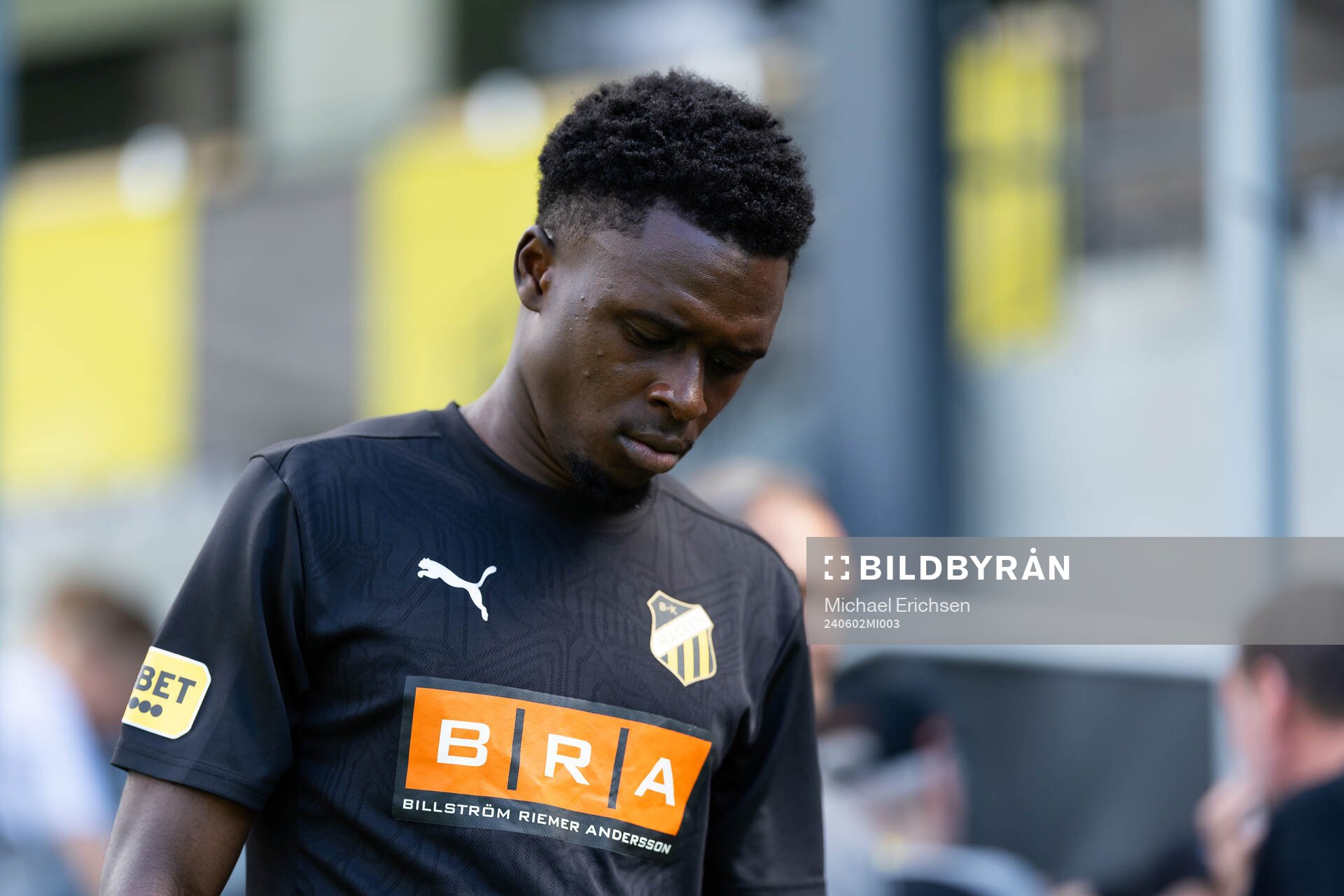 Häckens Zeidane Inoussa innan fotbollsmatchen i