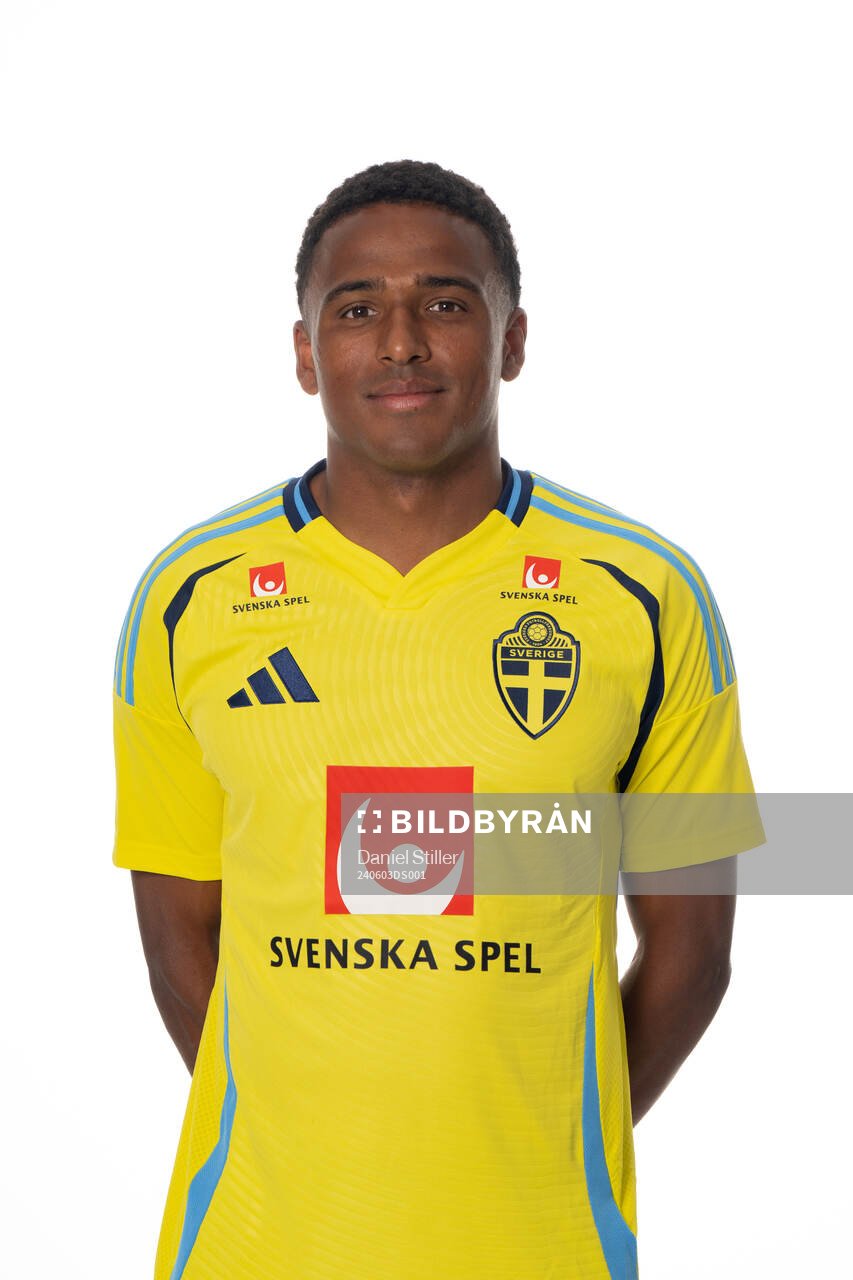 Niclas Eliasson of the Swedish national football team poses