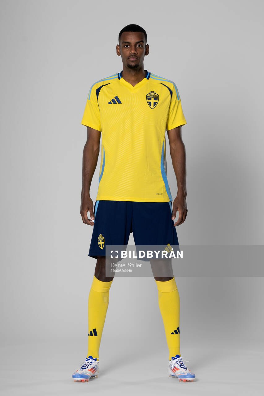 Alexander Isak of the Swedish national football team poses