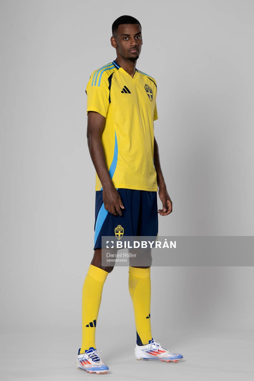 Alexander Isak of the Swedish national football team poses