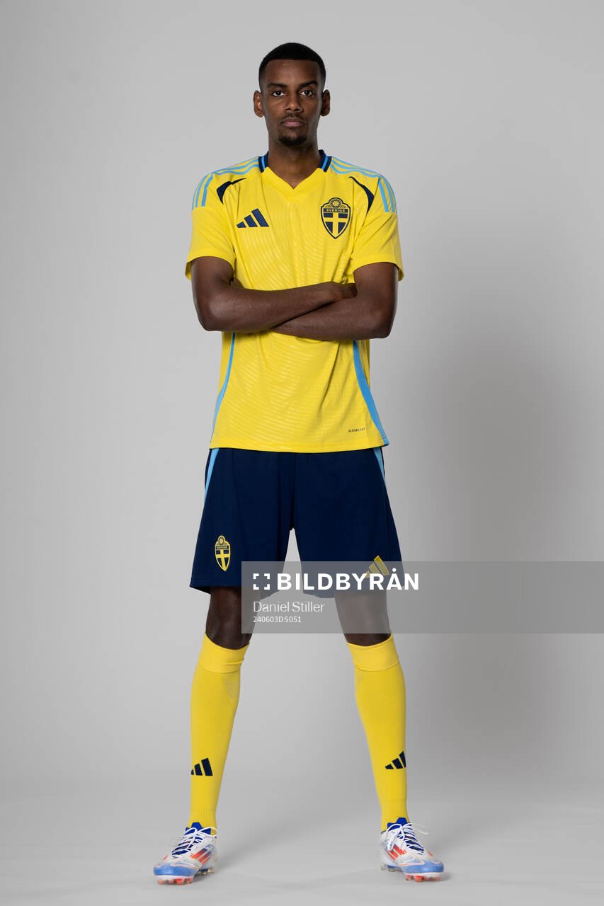 Alexander Isak of the Swedish national football team poses