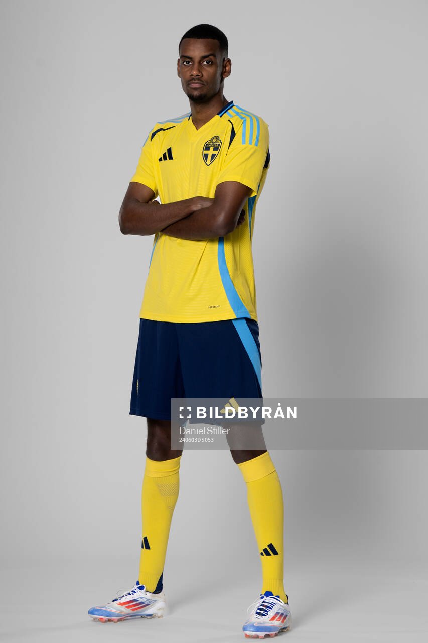 Alexander Isak of the Swedish national football team poses