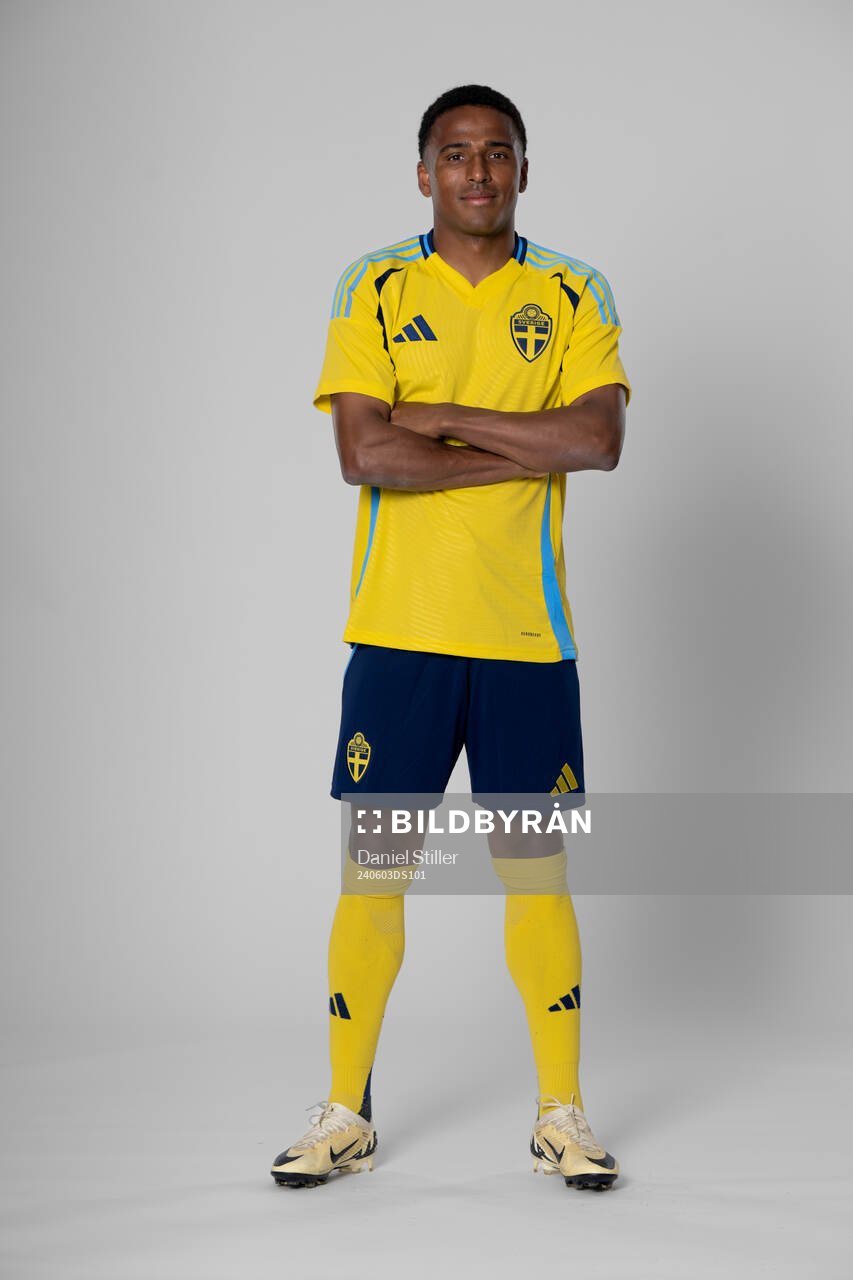 Niclas Eliasson of the Swedish national football team poses