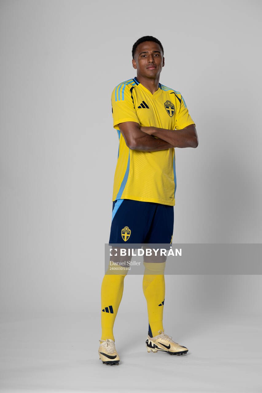Niclas Eliasson of the Swedish national football team poses