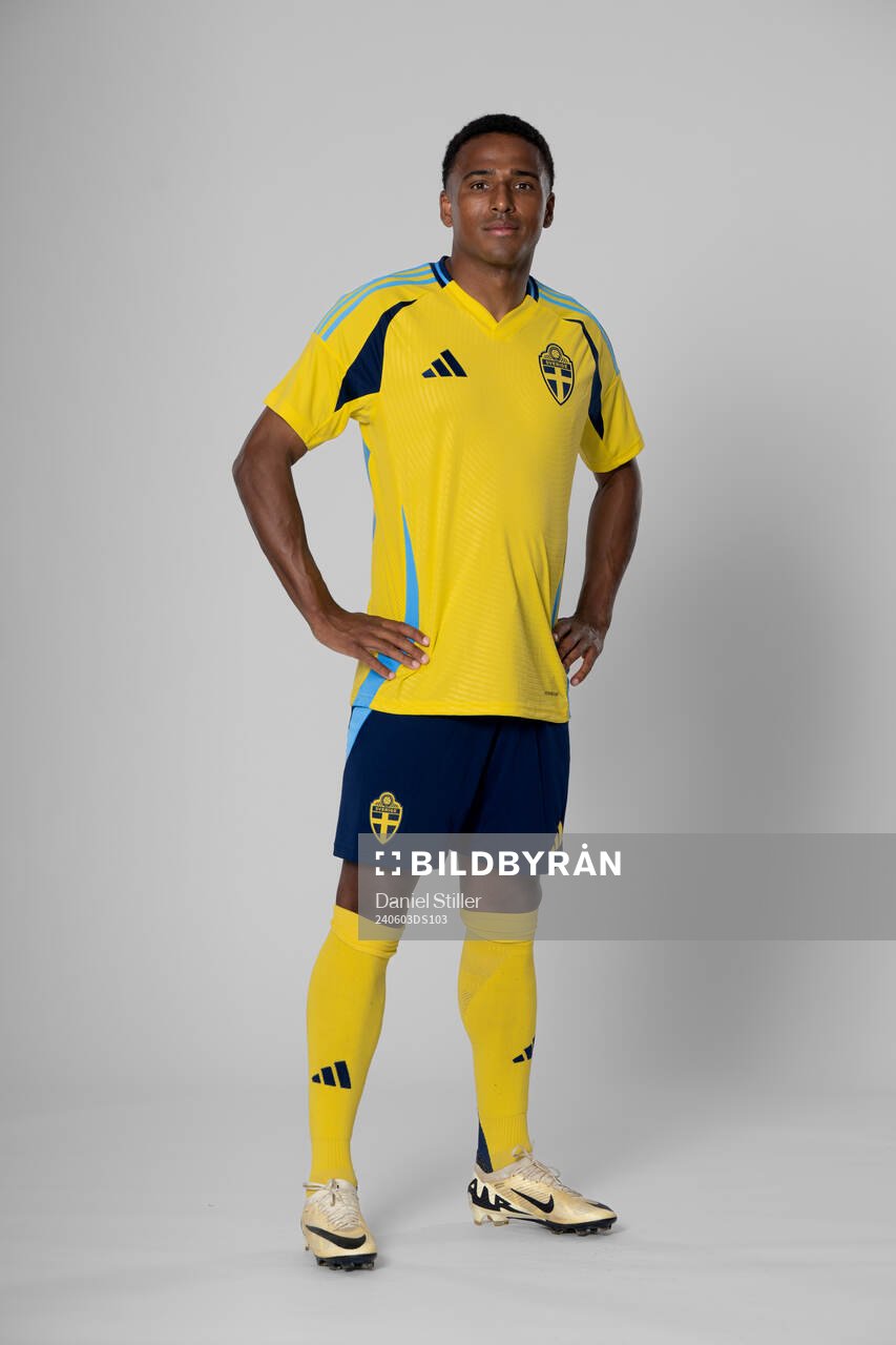 Niclas Eliasson of the Swedish national football team poses