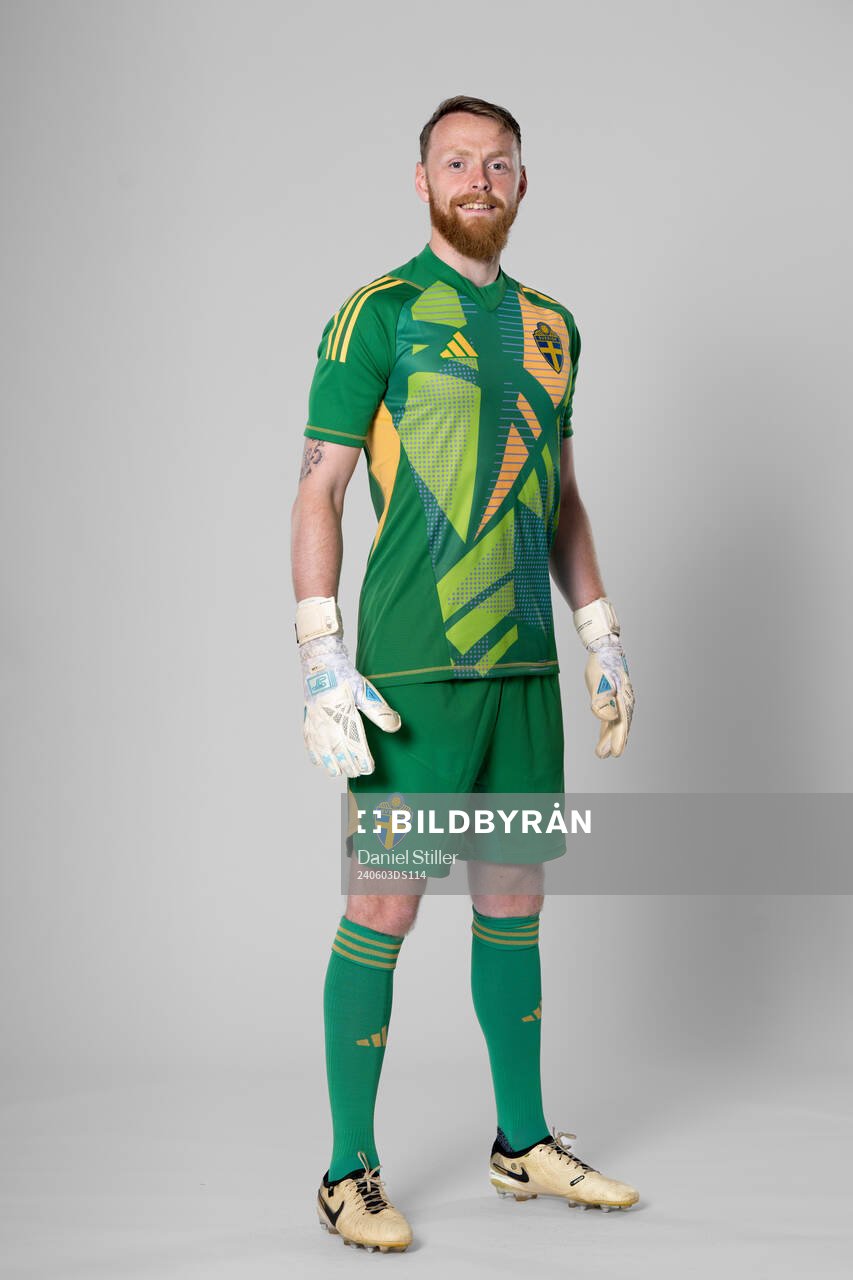 Goalkeeper Viktor Johansson of the Swedish national