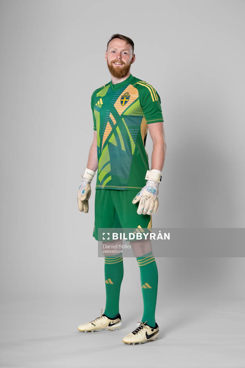 Goalkeeper Viktor Johansson of the Swedish national