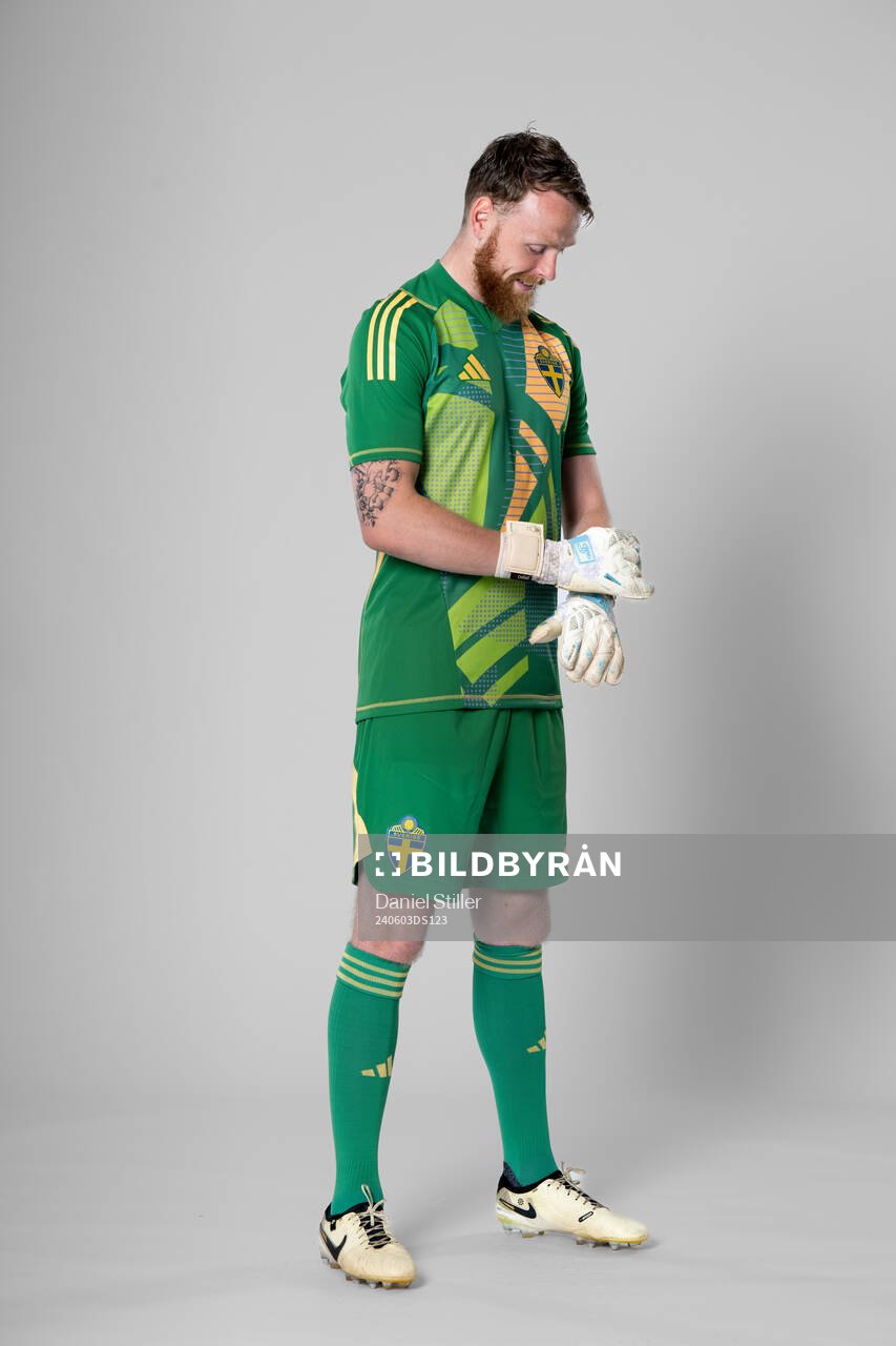 Goalkeeper Viktor Johansson of the Swedish national