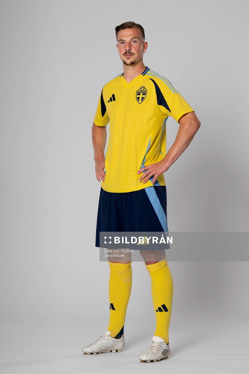 Simon Olsson of the Swedish national football team poses