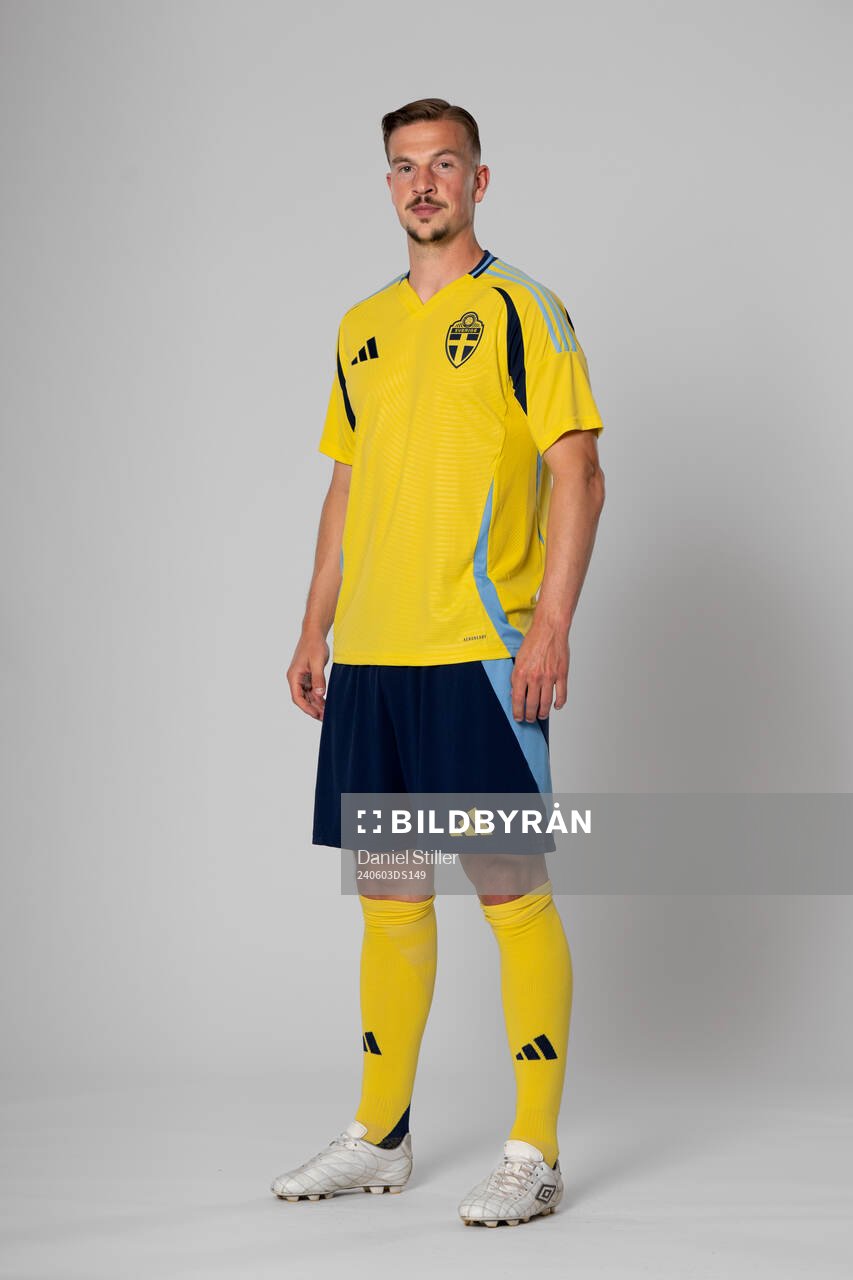 Simon Olsson of the Swedish national football team poses