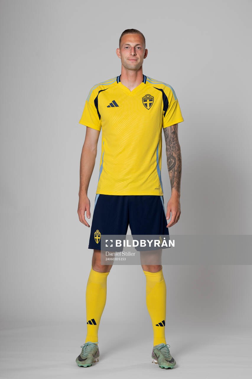 Gustaf Nilsson of the Swedish national football team poses
