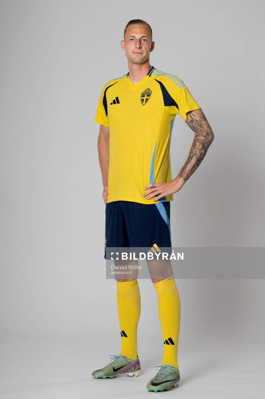 Gustaf Nilsson of the Swedish national football team poses