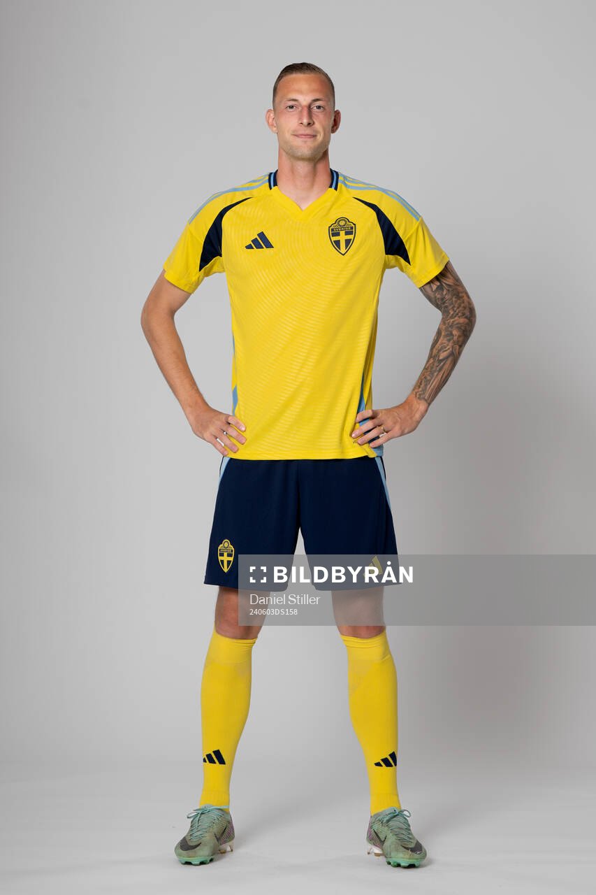 Gustaf Nilsson of the Swedish national football team poses