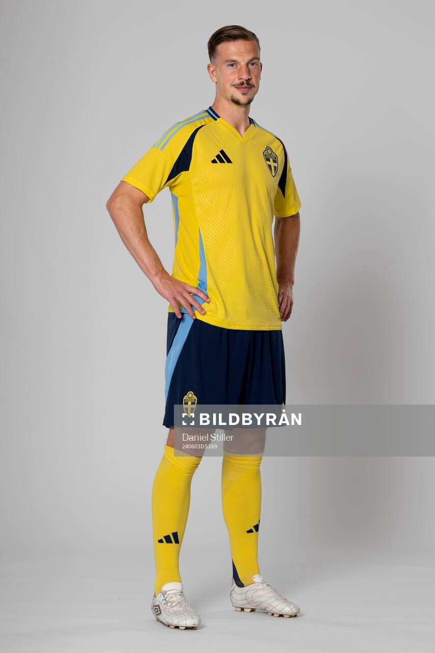 Simon Olsson of the Swedish national football team poses