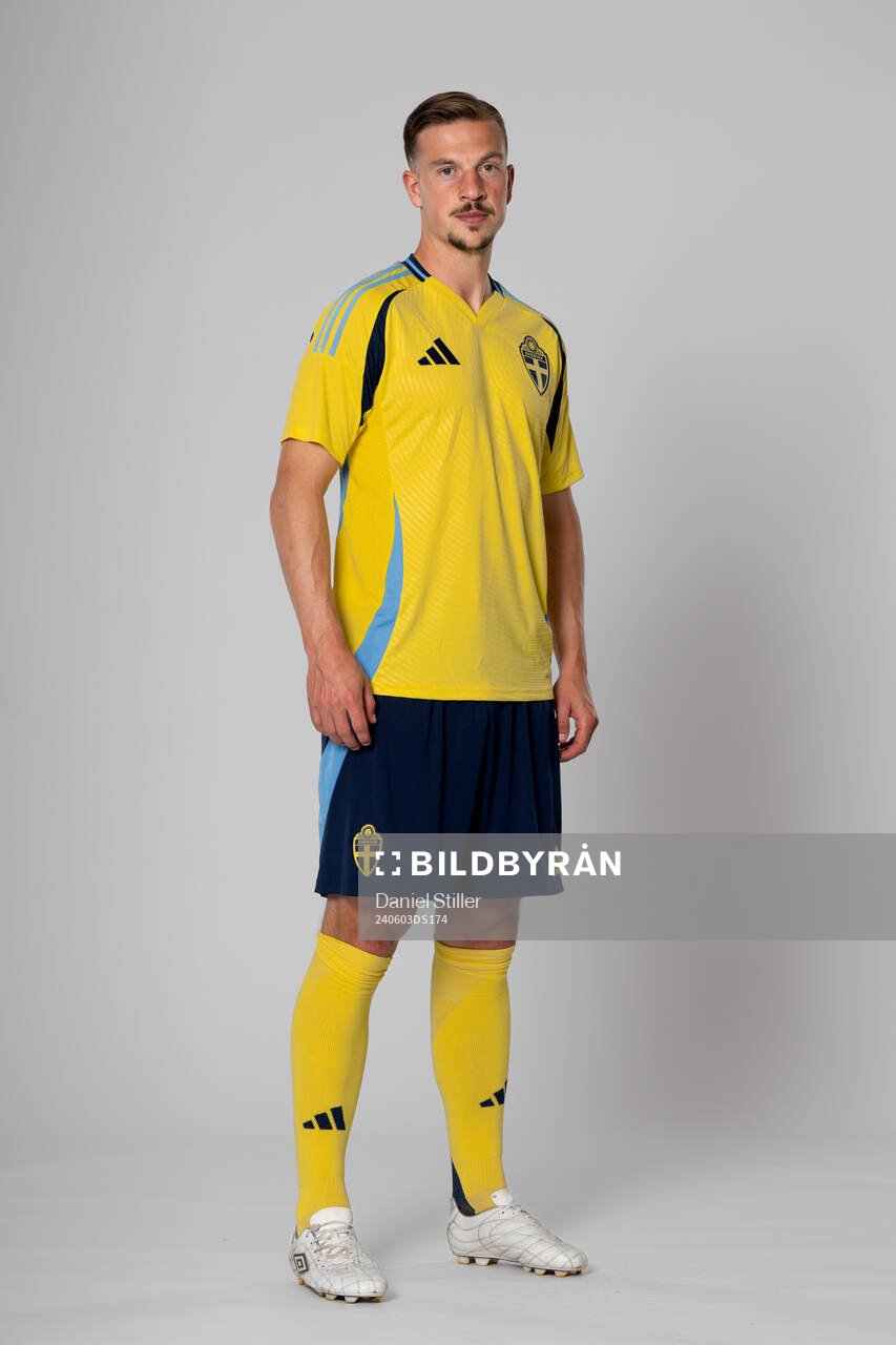 Simon Olsson of the Swedish national football team poses