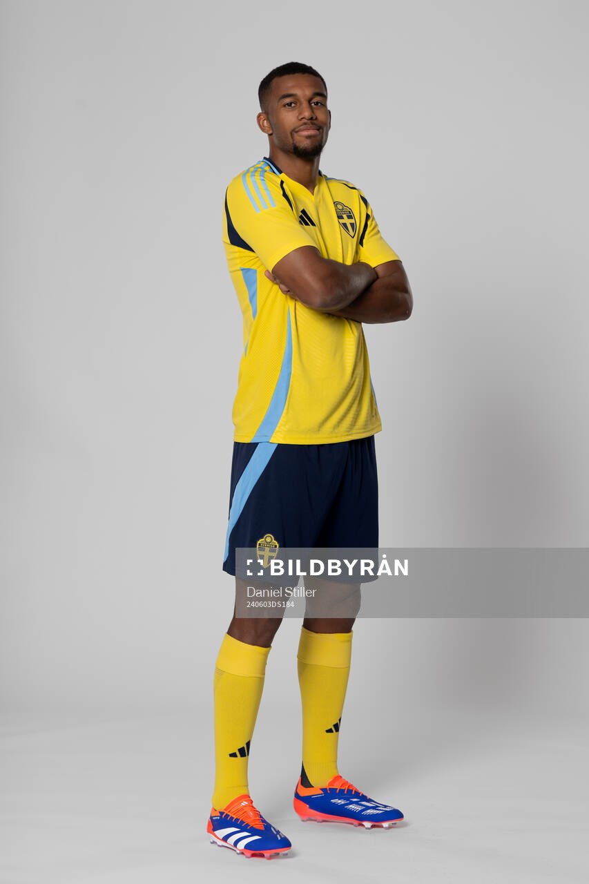 Isak Hien of the Swedish national football team poses for a