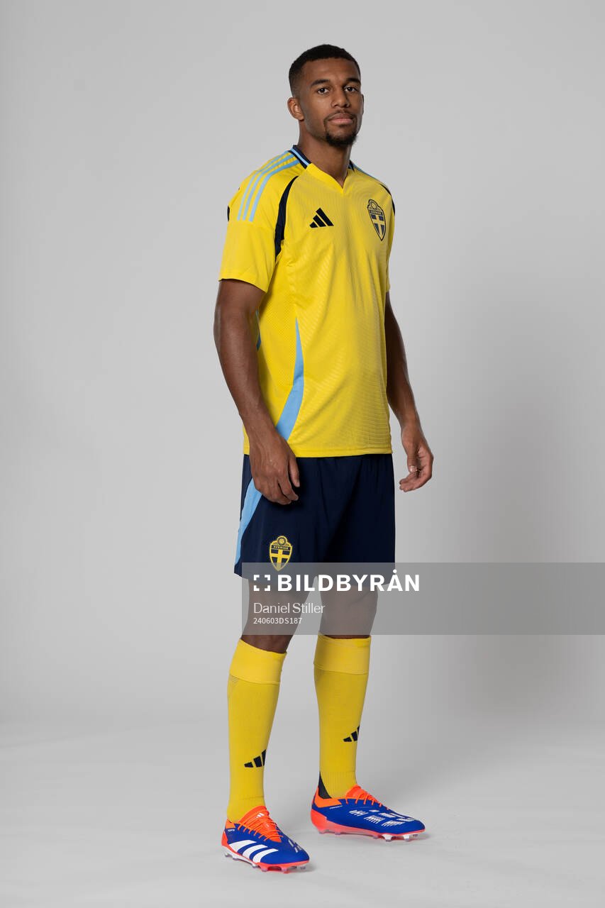 Isak Hien of the Swedish national football team poses for a