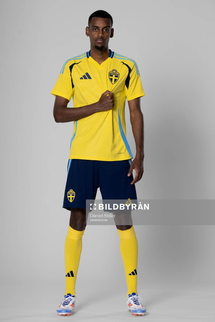 Alexander Isak of the Swedish national football team poses