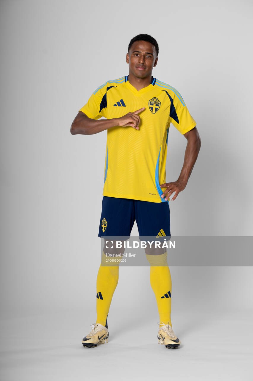 Niclas Eliasson of the Swedish national football team poses