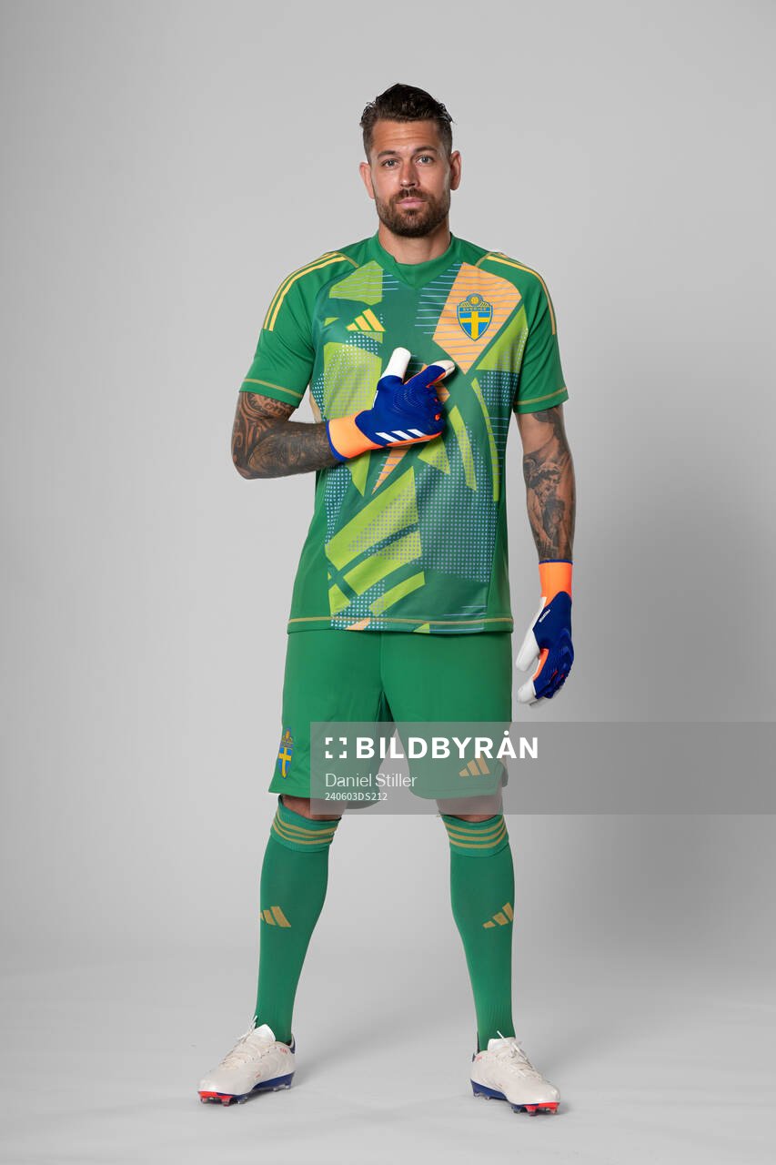 Goalkeeper Kristoffer Nordfeldt of the Swedish national