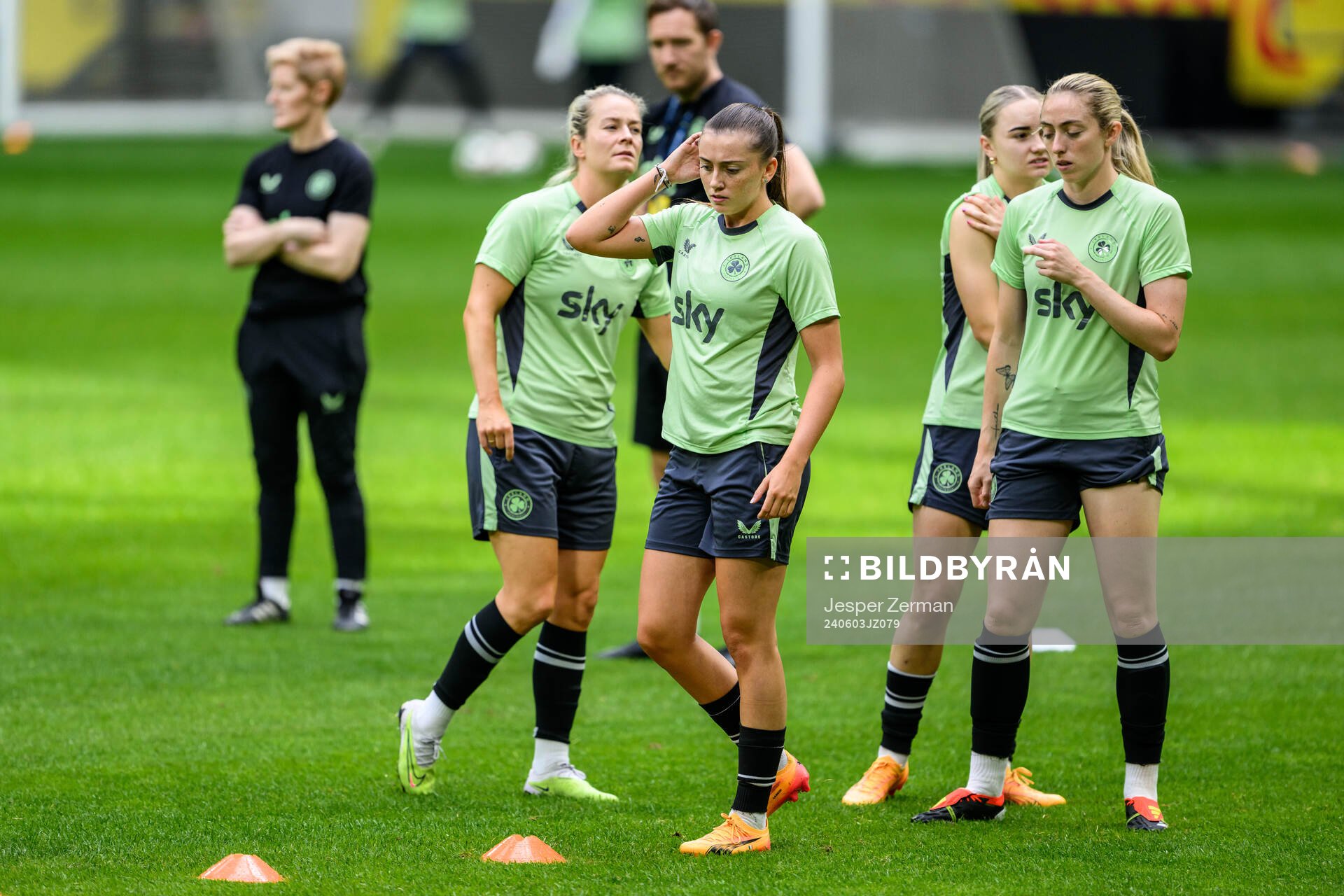 Players of Ireland at a training session on June 3, 2024 in Stockholm. 