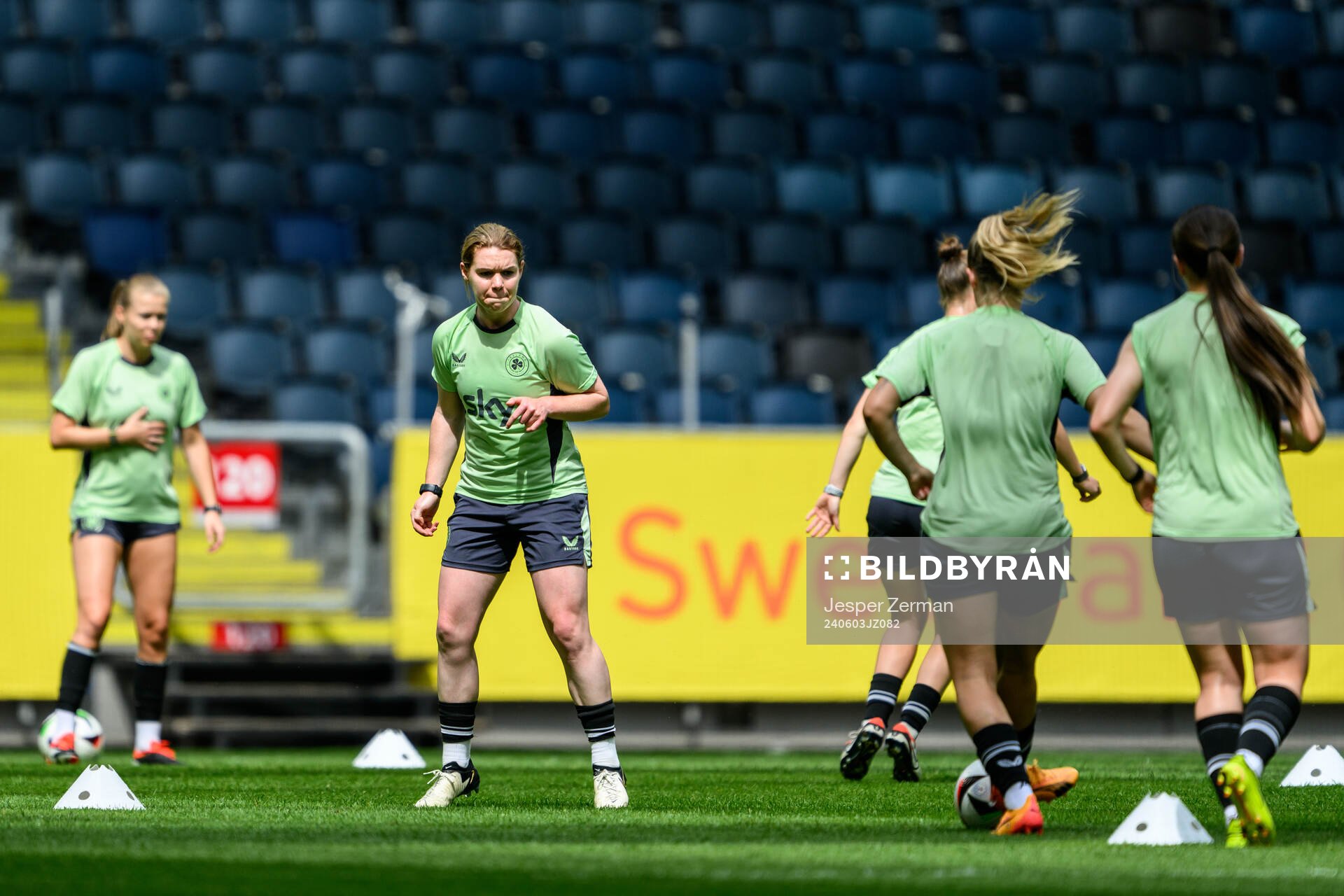 Players of Ireland at a training session on June 3, 2024 in Stockholm. 