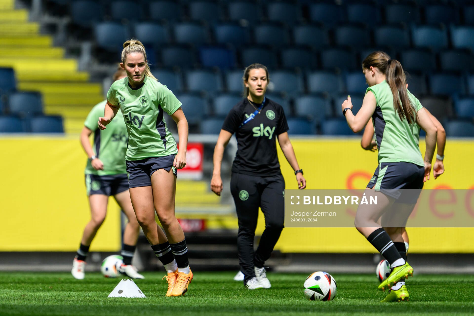 Players of Ireland at a training session on June 3, 2024 in Stockholm. 