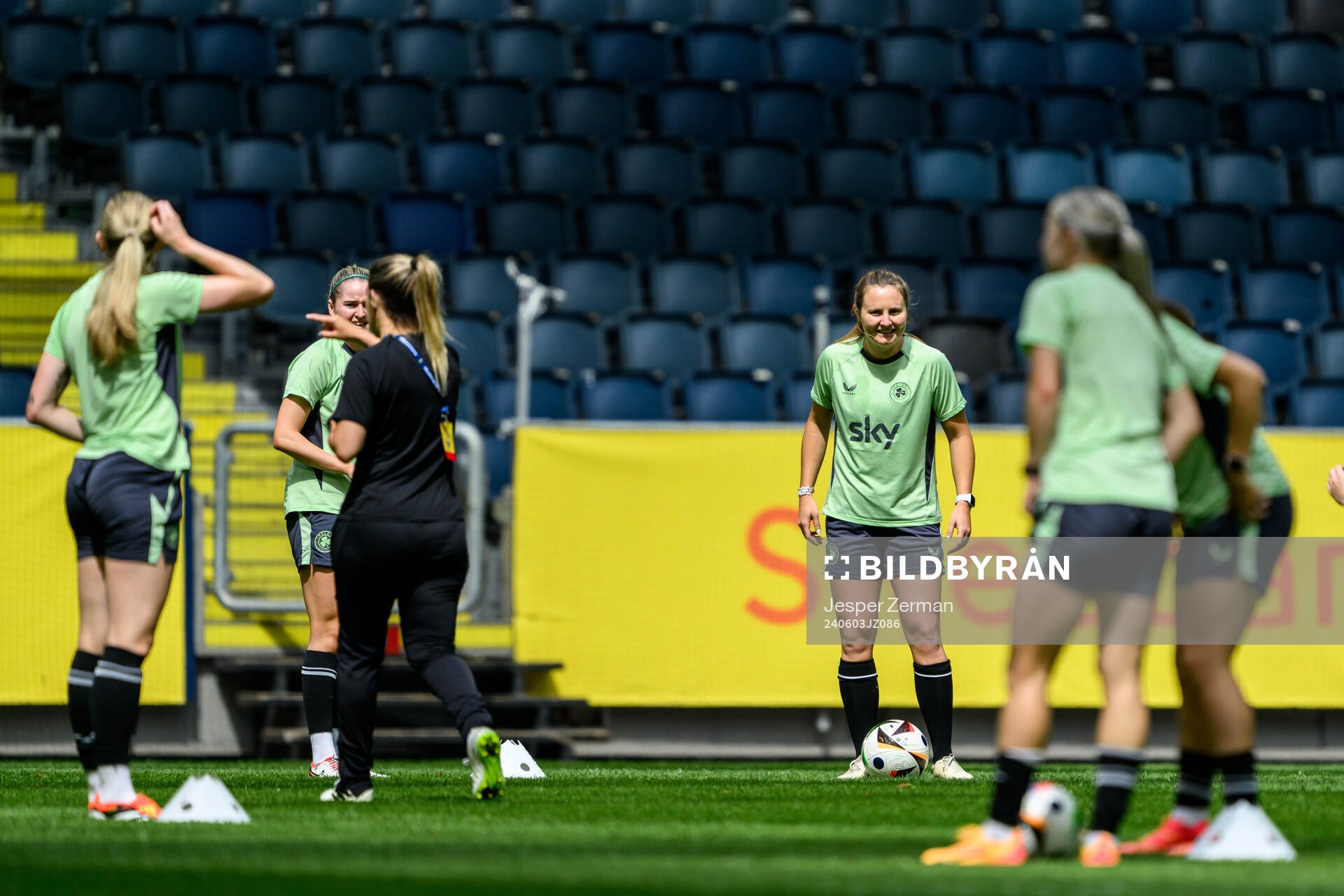 Players of Ireland at a training session on June 3, 2024 in Stockholm. 