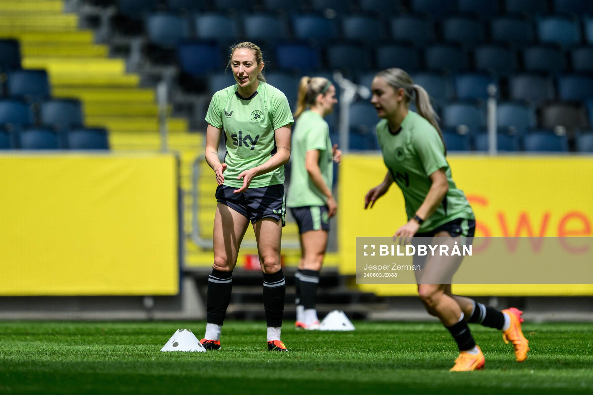 Players of Ireland at a training session on June 3, 2024 in Stockholm. 
